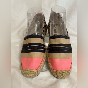 Sam Edelman Verona Pink,Tan and Black Striped Espadrilles, Size 7.5 Women’s
